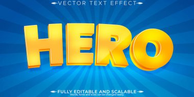 Düzenlenebilir metin efekti kahramanı, 3D çizgi film ve komik yazı tipi biçimi