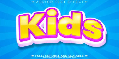 Çocuklar metin efekti, düzenlenebilir çizgi film ve komik metin biçimi