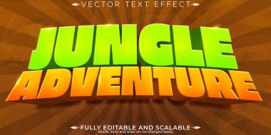 Orman macerası metin efekti, düzenlenebilir çizgi film ve orman metinleri