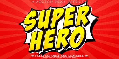 Süper kahraman metin efekti, düzenlenebilir çizgi film ve komik metin tarzı