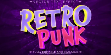 Retro punk metin efekti, düzenlenebilir vintage ve siber metin biçimi