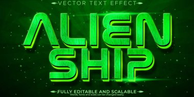 Düzenlenebilir metin efekti uzaylı, 3d boşluk ve UFO yazı tipi