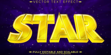 Yıldız altın metin efekti, düzenlenebilir parlak ve zarif metin biçimi