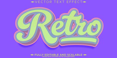 Retro etiket metin efekti, düzenlenebilir 70 'ler ve 80' ler metin biçimi