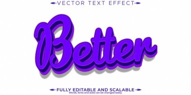 Mor düzenlenebilir metin efekti, düzenlenebilir harf ve yazı tipi st