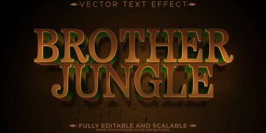 Jungle editable text effect, editable wood and forest text style clipart