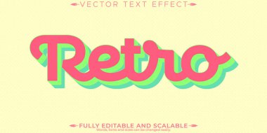 Retro etiket metin efekti, düzenlenebilir 70 'ler ve 80' ler metin biçimi