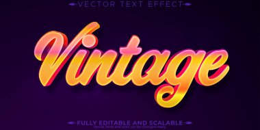 Retro etiket metin efekti, düzenlenebilir 70 'ler ve 80' ler metin biçimi