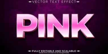 Pembe düzenlenebilir metin efekti, düzenlenebilir metalik ve parlak metin stili