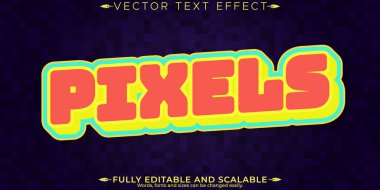 Piksel düzenlenebilir metin efekti, düzenlenebilir etiket ve retro metin styl