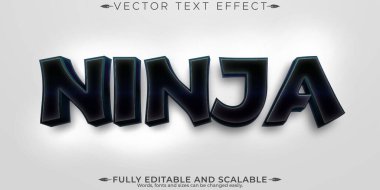 Ninja metin efekti, düzenlenebilir samuray ve bıçak özelleştirilebilir yazı tipi 