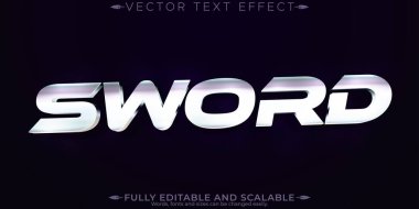 Metalik çelik metin efekti, düzenlenebilir parlak ve zarif metin stili