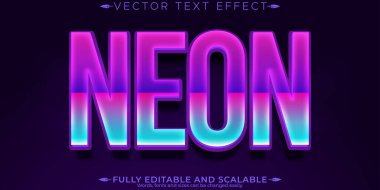 Neon ışığı metin efekti, düzenlenebilir retro ve parlayan metin biçimi
