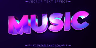 Müzik sentetik metin efekti, düzenlenebilir retro ve neon metin biçimi