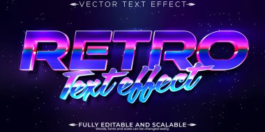 Klasik 80 'ler metin efekti, düzenlenebilir retro gelecek ve siber uzay t