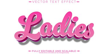 Bayan pembe metin efekti, düzenlenebilir parlak ve zarif metin biçimi