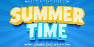 Yaz zamanı metin efekti, düzenlenebilir pazarlama ve plaj metin biçimi