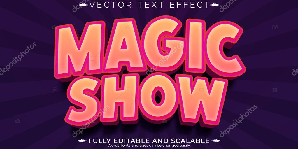 Magic editable text effect, editable cartoon and wizard text sty
