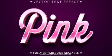 Pembe düzenlenebilir metin efekti, düzenlenebilir renk ve kadınsı metin stili