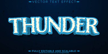 Gök gürültüsü düzenlenebilir metin efekti, düzenlenebilir fırtına ve yıldırım metni 
