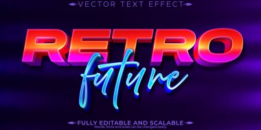 Klasik 80 'ler metin efekti, düzenlenebilir retro gelecek ve siber uzay t