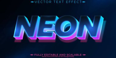 Neon ışığı metin efekti, düzenlenebilir retro ve parlayan metin biçimi