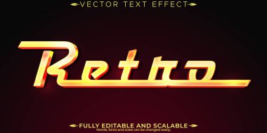 Retro düzenlenebilir metin efekti, düzenlenebilir altın ve klasik metin biçimi