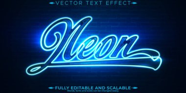 Neon ışığı metin efekti, düzenlenebilir retro ve parlayan metin biçimi