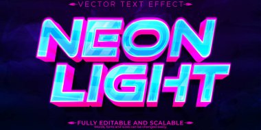 Neon ışığı metin efekti, düzenlenebilir retro ve parlayan metin biçimi