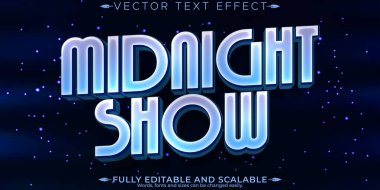 Gece düzenlenebilir metin efekti, düzenlenebilir gösteri ve performans metinleri