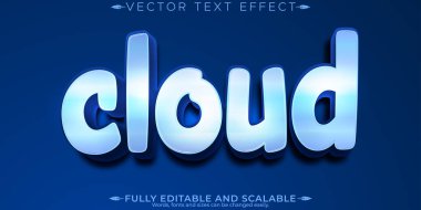 Bulutlu mavi metin efekti, düzenlenebilir temiz ve yaz metin biçimi