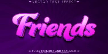 Arkadaşlar yaratıcı metin efekti, düzenlenebilir modern ve poster metni st