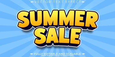 Yaz satışı metin efekti, düzenlenebilir pazarlama ve plaj metin tarzı