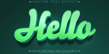 Merhaba yaratıcı metin efekti, düzenlenebilir modern ve poster metin stili