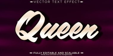 Kraliçe metin efekti, düzenlenebilir kraliyet ve görkemli kişiselleştirilebilir yazı tipi