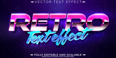 Klasik 80 'ler metin efekti, düzenlenebilir retro gelecek ve siber uzay t