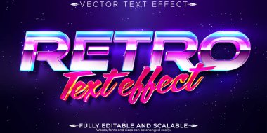 Klasik 80 'ler metin efekti, düzenlenebilir retro gelecek ve siber uzay t