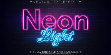 Neon ışığı metin efekti, düzenlenebilir retro ve parlayan metin biçimi