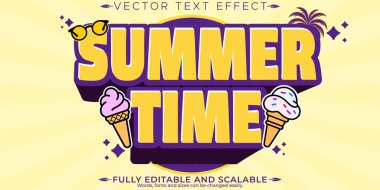 Retro vintage yaz metin efekti, düzenlenebilir 70 'ler ve 80' ler metin stili