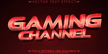 Oyun kanalı metin efekti, düzenlenebilir oyun ve kırmızı özelleştirilebilir f