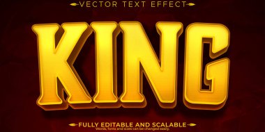 King metin efekti, düzenlenebilir kraliyet ve altın kişiselleştirilebilir yazı tipi styl