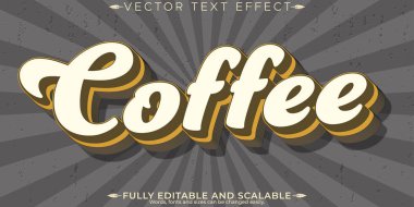 Kahve metni efekti, düzenlenebilir espresso ve kapuçino kişiselleştirici.