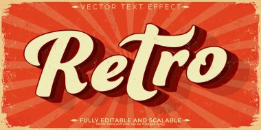 Retro vintage text effect, editable nostalgia and classic custom clipart