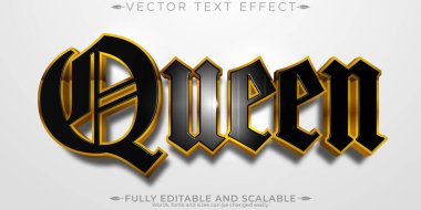 Kraliçe altın metin efekti, düzenlenebilir kraliyet ve parlak metin tarzı