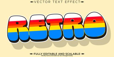 Retro etiket metin efekti, düzenlenebilir 70 'ler ve 80' ler metin biçimi