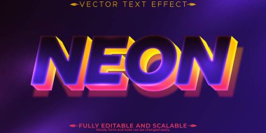 Neon metin efekti, düzenlenebilir modern ve parıldayan metin biçimi