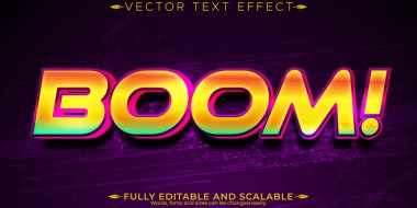 Boom metin efekti, düzenlenebilir parlak ve modern metin biçimi