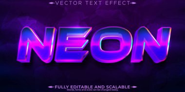 Neon ışığı metin efekti, düzenlenebilir retro ve parlayan metin biçimi