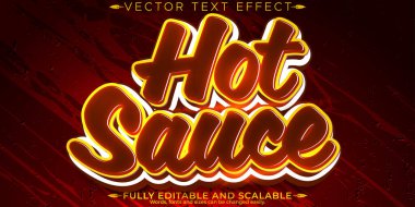 Hot sauce pepper text effect, editable mexican food fire text st clipart