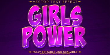 Kızlar Güç metin efekti, düzenlenebilir pembe ve feminist özelleştirilebilir